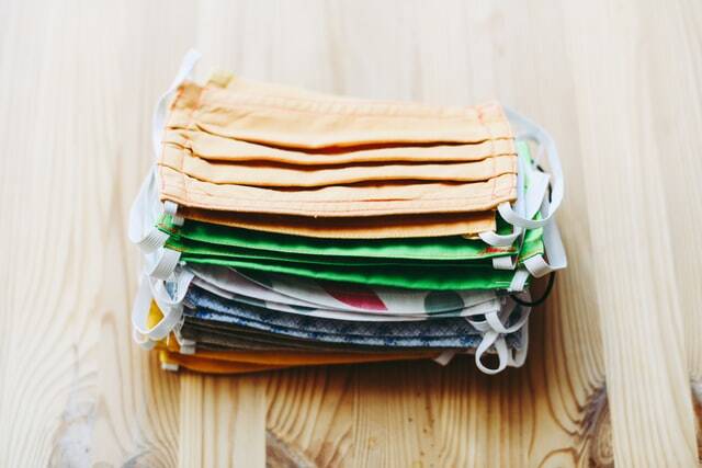 Stack of reusable face coverings